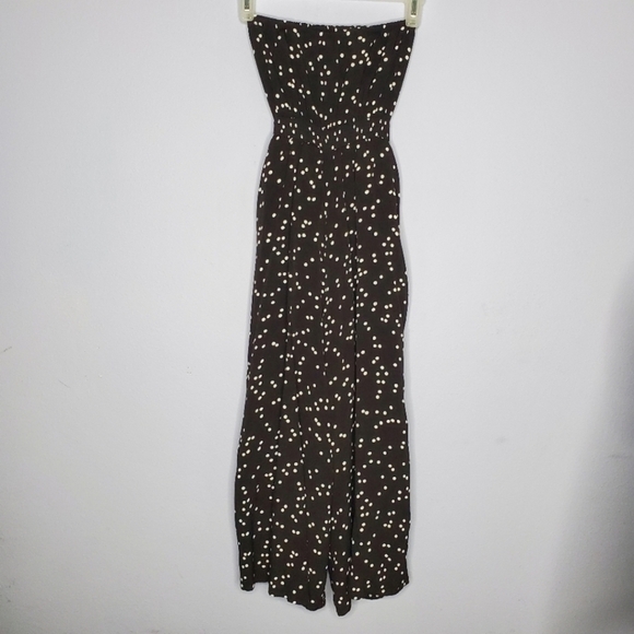 Urban Outfitters Jackson Black White Polka Dot Print Strapless Wide Leg Jumpsuit - Picture 5 of 12